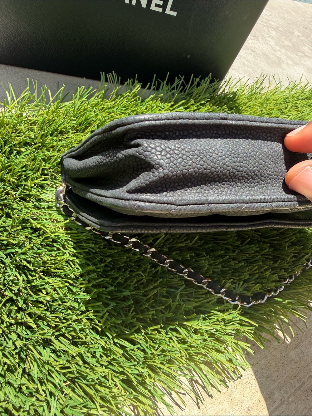 Chanel Wallet on Chain Quilted Caviar Matte Black Color, Silver Chain - Picture 5 of 12